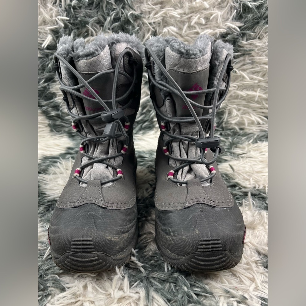 Columbia Kids Girls Gray Insulated Lind Snow Boots Waterproof Faux Fur Size 4